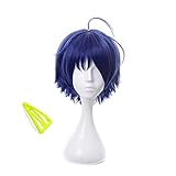 Ai Ohto Cosplay Wig with Hairclip Dark Blue with Bangs Short Layered for Women