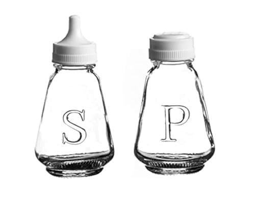 Glass Salt and Pepper Shaker Pot Set of 2 Classic Clear Glass Traditional Cruet Set Cafe-Style Dispenser Bottles
