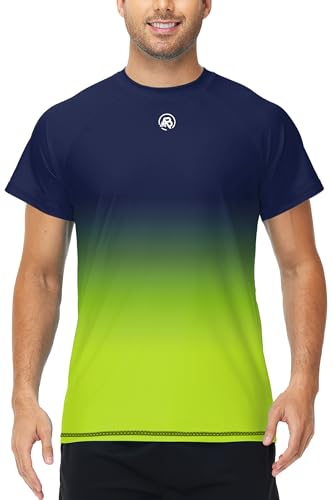 Image of AOBUTE Mens Swim Shirts Short Sleeve UPF 50+ Sun Shirt Quick Dry Rash Guard Fishing Swimming Shirt
