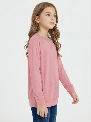 Image of SELINK Girls Big Kids Long Sleeve Striped Color Block Pocket Tees | Casual Loose Fit With Side Pockets,Soft Stretch Polyester Blend For Big Girls Daily&Back To School Wear