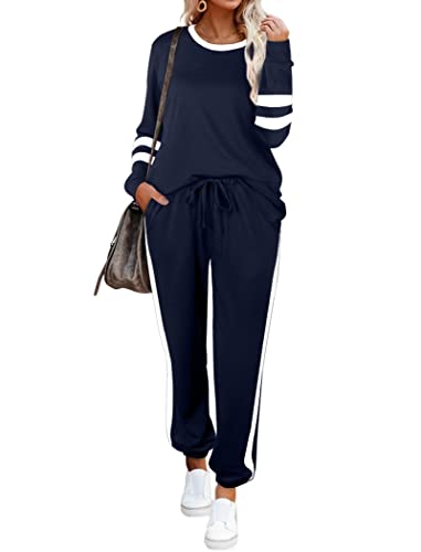 Image of Aloodor Sweatsuit for Women 2 Piece Outfits for Womens Crewneck Sweatshirts Pullover