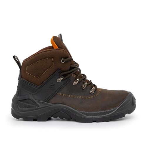 Image of Xpert - Warrior S3 Safety Boots. Lace Up Steel Toe Cap Shoes, Comfortable And Water Resistant Boots For Men. S3 Rating With Midsole Design For Safety and Ankle Support (Brown, UK13)