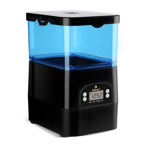 fishkeeper Automatic Fish Feeder for Pond - Weather-Resistant and Tip-Proof Design Precision Feeding for Vacation Dispenser with Timer, Outdoor Koi Fish Feeder, 2.8L LCD Display