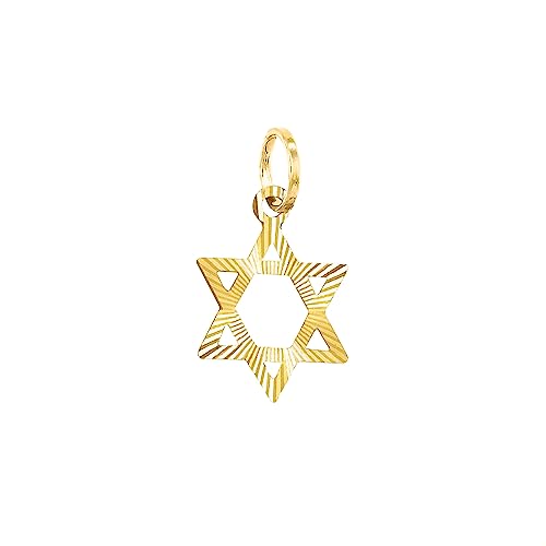 forme di Lucchetta - 14 kt Yellow Gold Jewish Star of David Pendant - small 10mm - no necklace, 14k Real Gold Charms for Necklaces (up to 4mm) - Authentic Italian Jewelry from Italy