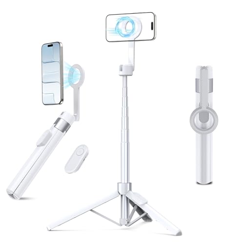 Vimose Monopod Magnetic Tripod for iPhone Mini Selfie Stick Tripod for Magsafe 360 Rotatable Portable Travel Tripod Cell Phone Stand with Metal Ring & Remote Compatible with iPhone Android 60