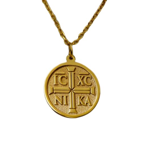WORLD WIDE GEMS Colgante de plata de ley 925 de lujo de 22 mm, sin cadena, cruz Ic Xc Nika - griego ortodoxo, dije religioso, joyería cristiana hecha a mano, chapado en oro | WW_OPC_01699