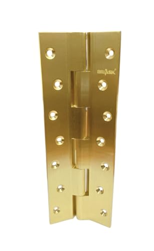 Image of BRASK Brass Railway Hinges 8 inch x 1.1 /4 inch x 5 /32 (200 mm x 32 mm x 4 mm) Heavy Duty Brass Door Hinges (Golden Satin, 1)