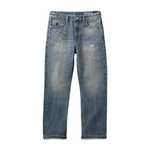 Men High Standard Regular Fit Cotton Fabric Selvedge Jeans Denim Pants Light Blue 29