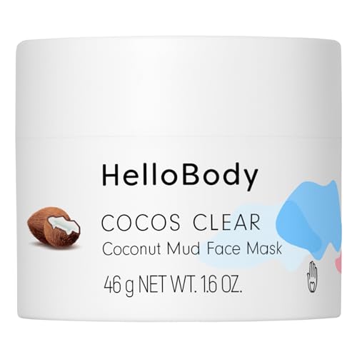 HelloBody Cocos Clear Gesichtsmaske 45 ml – Gesichtsmaske unreine Haut mit Moor-Extrakt und Avocadoöl – Natürliche Hautpflege – Gesichtsmaske Frauen – Maske zur Entfernung von Mitessern