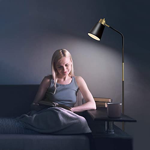 Floor Lamp, Industrial Floor Lamps For Living Rooms & Bedrooms - Rustic Farmhouse Reading Lamp - Standing, Adjustable Metal Heads Indoor Task Lighting For Living Room Bedroom Office Home Décor (Black) #TOP6