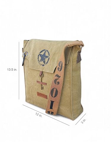 Image of The House of tara Sturdy Cotton Canvas Messenger Bags for Men and Women | With two Magnetic Snap Buttons Flap Closure, Adjustable Body Strap & Multiutility Lobster Hook (Beige)