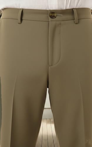 Image of SaintX Men's Premium Plus Size Formal Trousers | Regular Fit Upto 2 inch Techno Flex Waistband | Wrinkle Resistant | Stretchable Triple Blend, Easy Care Fabric | Office & Business Wear