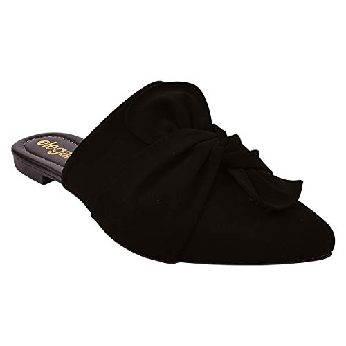 Mule Feminino Rasteirinha Nobuck Preto Eleganteria Tamanho:38;Cor:Preto