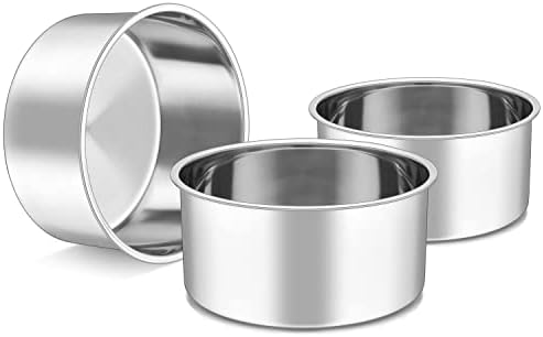 Herogo 6'' x 3'' Deep Cake Pan Set of 3, Stainless Steel 6 Inch Round Baking Pan, for Layer Birthday Wedding Christmas Cakes, Mirror Finish & Healthy, Deep Side & Oven Safe - Thumbnail 2