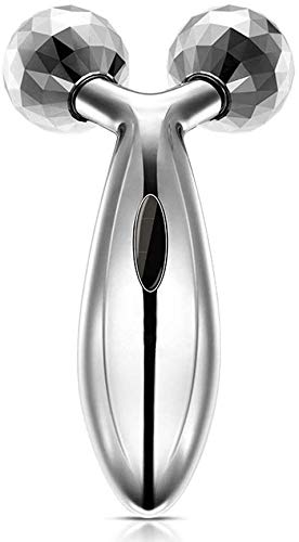 VARNITYA Manual Non Electric Face Body Roller Massager, 3D Roller Face Massager Y-Shape Face Lift Tool Firming Beauty Massage Body Face Massager (Silver)