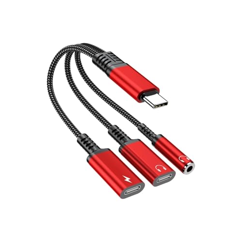 USB C アダプター電源供給同時充電とステレオヘッドフォンスマートフォンエレクトロニクス用の幅広い互換性アルミニウム電話アダプター