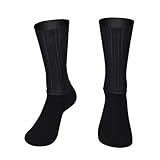 LOCKLGFMCZ 2025 Calcetines Antideslizantes de Silicona Verano Aero Whiteline Ciclismo Hombres Deporte Bicicleta Correr Calcetines de Puro algodón(Noir,M 41-45)