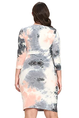 Image of ICONOFLASH Women's 3 /4 Sleeves Midi Bodycon Dress Crew Neck Fitted Dresses with Plus Size Options