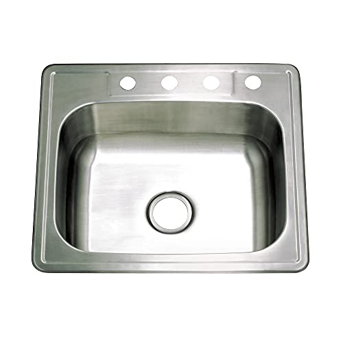 Kingston Brass Gourmetier GKTS252210 Studio Self Rimming Single Bowl Sink, 24-13/16-Inch L x 22-Inch W x 10-Inch H, Brushed Stainless Steel