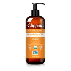 Cliganic Organic Pumpkin Seed Oil, 100% Pure – For Face & Hair | Natural Cold Pressed Unrefined