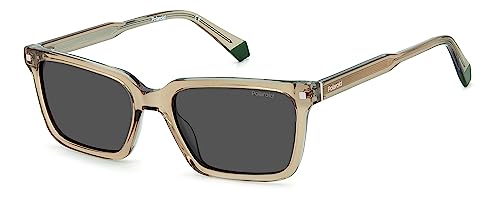 Polaroid Sunglasses Men's PLD 4116/S/X Rectangular Sunglasses, Beige/Polarized Gray, 55mm,18mm