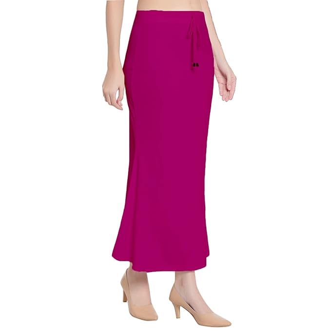 Image of Saree Shapewear Petticoat for Women Cotton Blended Lycra Shaper Petticoat with Elastic & Lace (Drawstring) Long Under Skirt Fishcut Wrinkle Free Shapewear