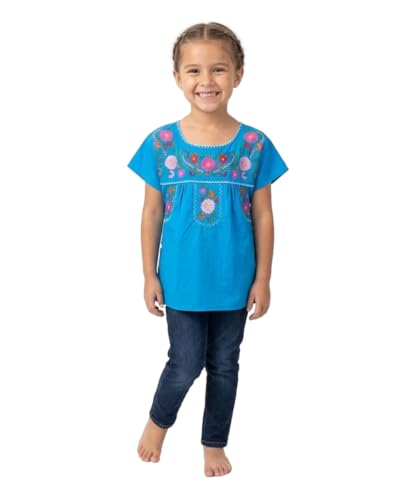 Image of unik Girls Cotton Embroidered Floral Blouse for Birthdays, Cultural Events, Cinco De Mayo