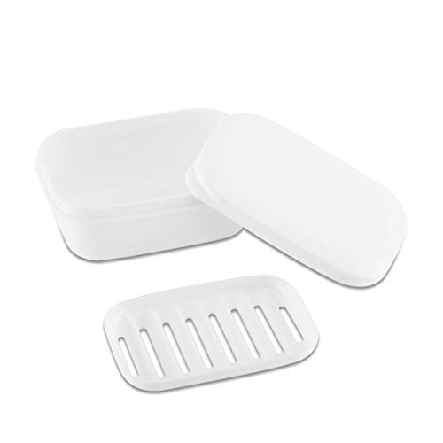 YunKo White Seal Waterproof Travel Portable Soap Box Soap Dish Soap Case Holder