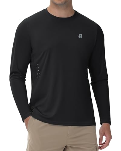 Runhit Men's UPF 50+ Sun Protection Shirts Long Sleeve UV Swim Shirt Fishing Hiking Running Rash Guard Quick Dry Lightweight