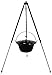 Produktbild GRILLPLANET Original ungarischer Gulaschkessel 10 Liter emailliert | Dreibein-Gestell 130cm Teleskopgestell Kettenhöhenverstellung mit Gulasch-Topf, Suppentopf mit Deckel | Kesselgulasch Topf im Set
