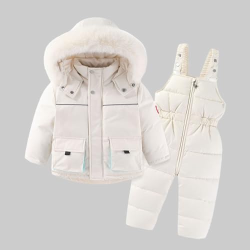 Kids Snowsuits 2 Suit Snowsuit Down Ski Suits Hooded Bib Pants Waterproof Ski Suits Thermal Overall Outdoor Warm Jumpsuits2