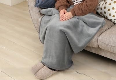 (同色2枚セット)(訳あり) ひざ掛け アッシュグレー 大判 ハーフケット 毛布 コットン100%