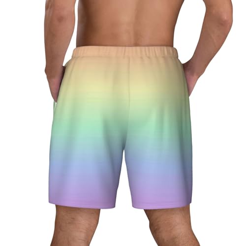 Pastel Rainbow Gradient Men's Swim Shorts Soft Breathable Swim Trunks Elastic Swim Brief Board Shorts2