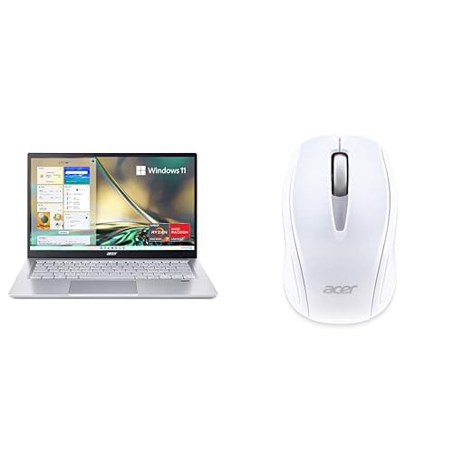 Image of Acer Swift 3 SF314-43-R6NE Laptop | 14 inch FHD IPS Display | Ryzen 7 5700U | 16GB LPDDR4X | 512GB SSD | Wi-Fi 6 | Windows 11 White M501 Wireless Mouse