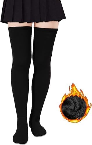 fealtin Warm Woolen Plus Size Thigh High Socks for Women Cotton Over the Knee Stockings Leg Warmers Thigh Knee High Leg Warmer Winter Extra Long Boot Stockings Leg Cuffs Socks for Women-picture-50