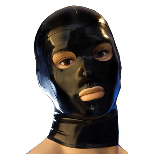 Masques à capuche en latex noir unisexe pour cosplay et soirées club
