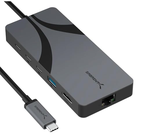 Hub USB 4 SABRENT con 2 porte USB C (10Gbps), porta USB A (10Gbps), HDMI 8K@60Hz, porta Ethernet RJ45 2,5 GbE e PD 3.0 da 85W [HB-U4HP]. - Hub USB - Immagine 7