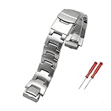 luxiufang Correa de reloj de metal for hombre, accesorios de pulsera de repuesto de acero inoxidable convexos de 16 mm, Pare Casio PRW-6000/6100/3000/3100 PRG-300(Silver)