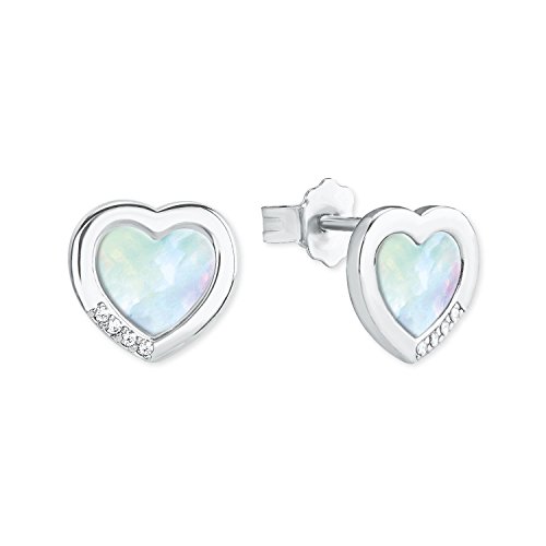 Preisvergleich Produktbild s.Oliver Damen Ohrstecker Herz 925 Sterling Silber Perlmutt