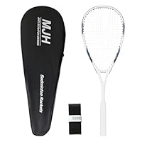 MANJHONG Aluminium Squashschläger (Anfänger Rahmen) Leichtgewicht Schläger mit Schlägertasche & Griffbänd, Weiß
