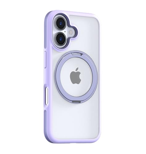 Image of TORRAS R Fusion Case Compatible with Wireless Charging iPhone 16, Magnetic Ring Charging, Protective Cover with Military Grade Protection Black (Purple)