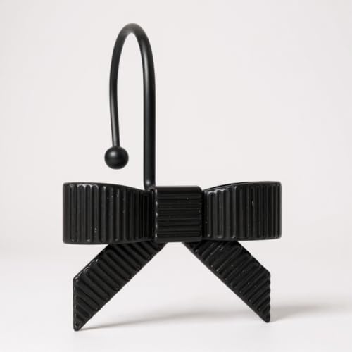 Recopilación de Ganchos decorativos para cortinas de ducha . 40 12 ganchos decorativos para cortina de ducha, ganchos de cortina con nudo de lazo, anillos de ducha para cuarto de baño, decoración artística de cuarto de bebé, nudo (negro)