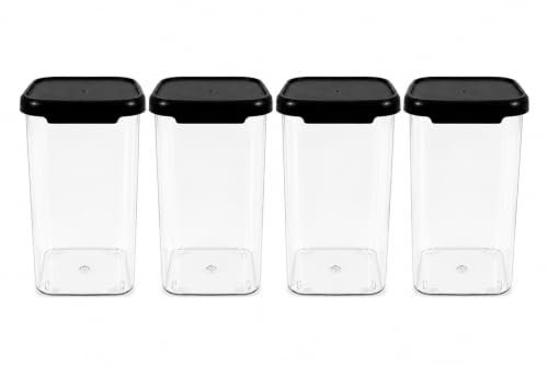 Image of Multi-Purpose Container, Transparent Kitchen Organizer Box, Airtight Dry Food Storage Jar for Rice, Flour, Snacks & Grocery Storage, BPA Free, Space Saving Design (4, 1200, Milliliters)