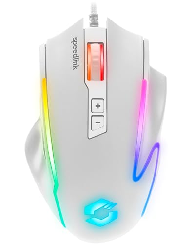 Speedlink DECUS NX - RGB Gaming Maus mit Kabel, bis 12800dpi, Programmierbar, Dauerfeuer Taste, USB kabelgebunden ummantelt, 1000Hz Pollingrate, weiß Speedlink DECUS NX - RGB Gaming Maus mit Kabel, bis 12800dpi, Programmierbar, Dauerfeuer Taste, USB kabelgebunden ummantelt, 1000Hz Pollingrate, weiß