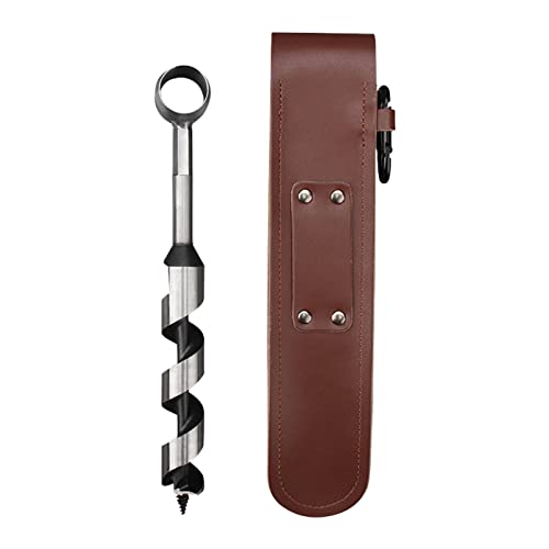 Decorhome Bushcraft - Taladro manual para supervivencia con estuche de piel, equipo de carpintería para exteriores