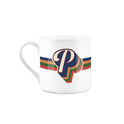 Purely Home Retro Alphabet Letter P Mug - Bone China White Coffee Tea Present Personalised Initial Gift - Image 2