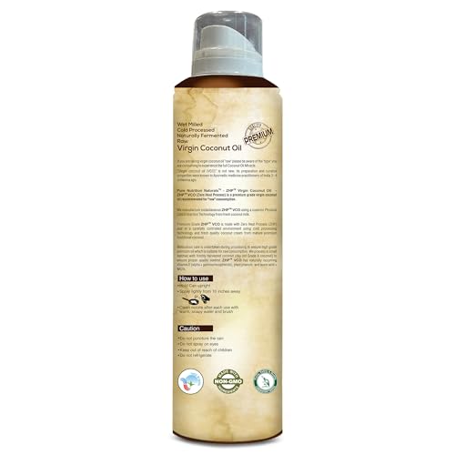 Image of Pure Nutrition Organic Extra Virgin Coconut Oil Spray - 200ml | 100% Pure, Edible & Cold Pressed | Ideal for Cooking, Baking & Salad Dressing | Non-GMO, Zero Cholesterol | Easy-to-Use Spray for Skin & Hair Care