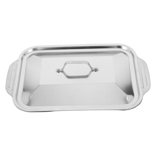 COLLBATH Stainless Steel Deep Roasting Pan Lid Large Rectangular Baking Tray for Fish Meat Oven Family Meals Parties