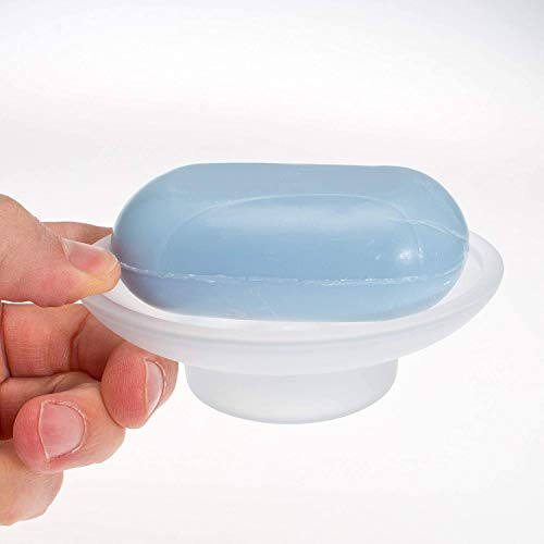 Image of Soap Dish Frosted Round Soap Holder for Bathroom (Pack of 2, glass, clear)