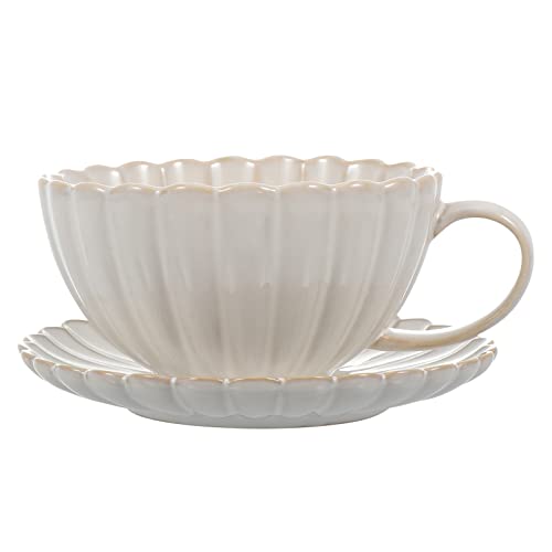 DOITOOL Tazas de porcelana para capuchino con platillos de cerámica, tazas de café de porcelana europea, juego de… - Imagen 3
